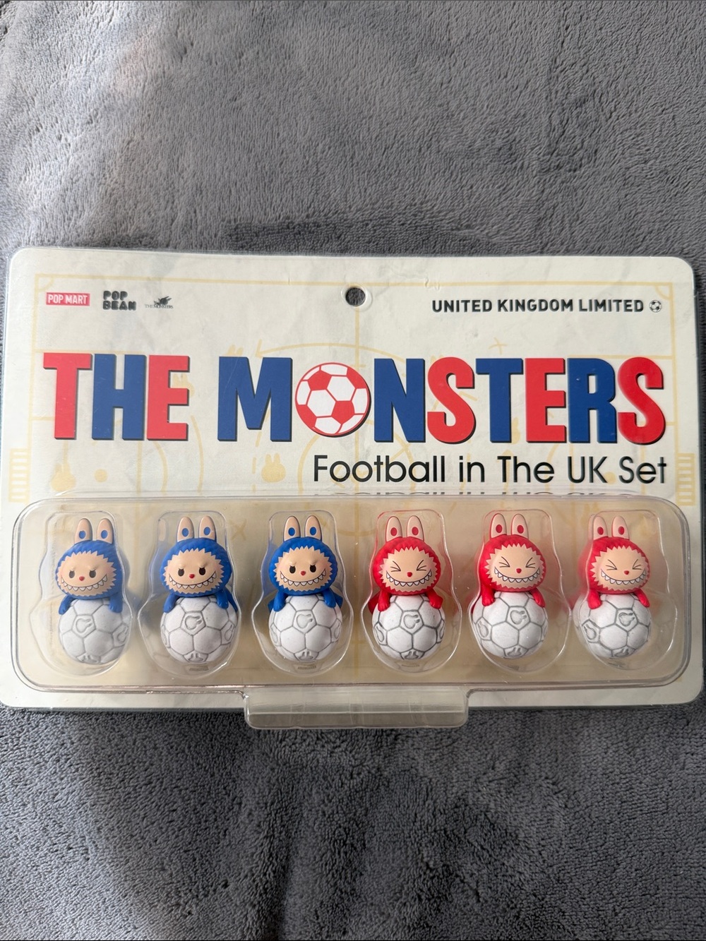 Pop Mart The Monsters Football in The UK Set of 6 Blue & Red. Never sold in US.